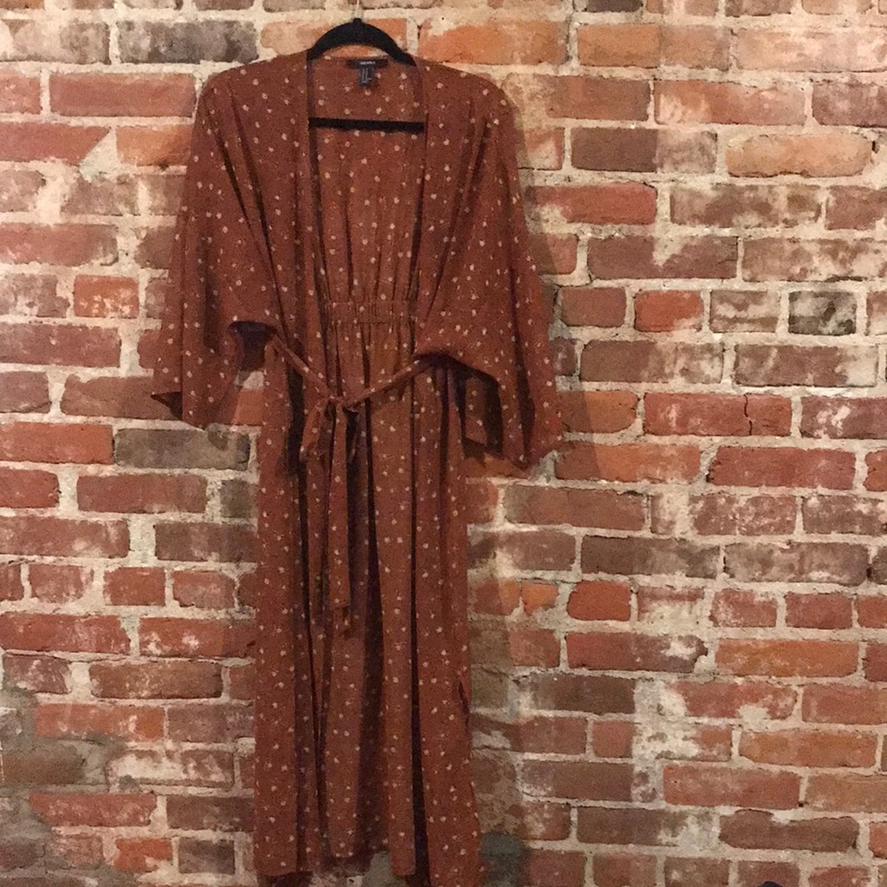 Sheer tie coverup. Rose flowers burnt dark orange.